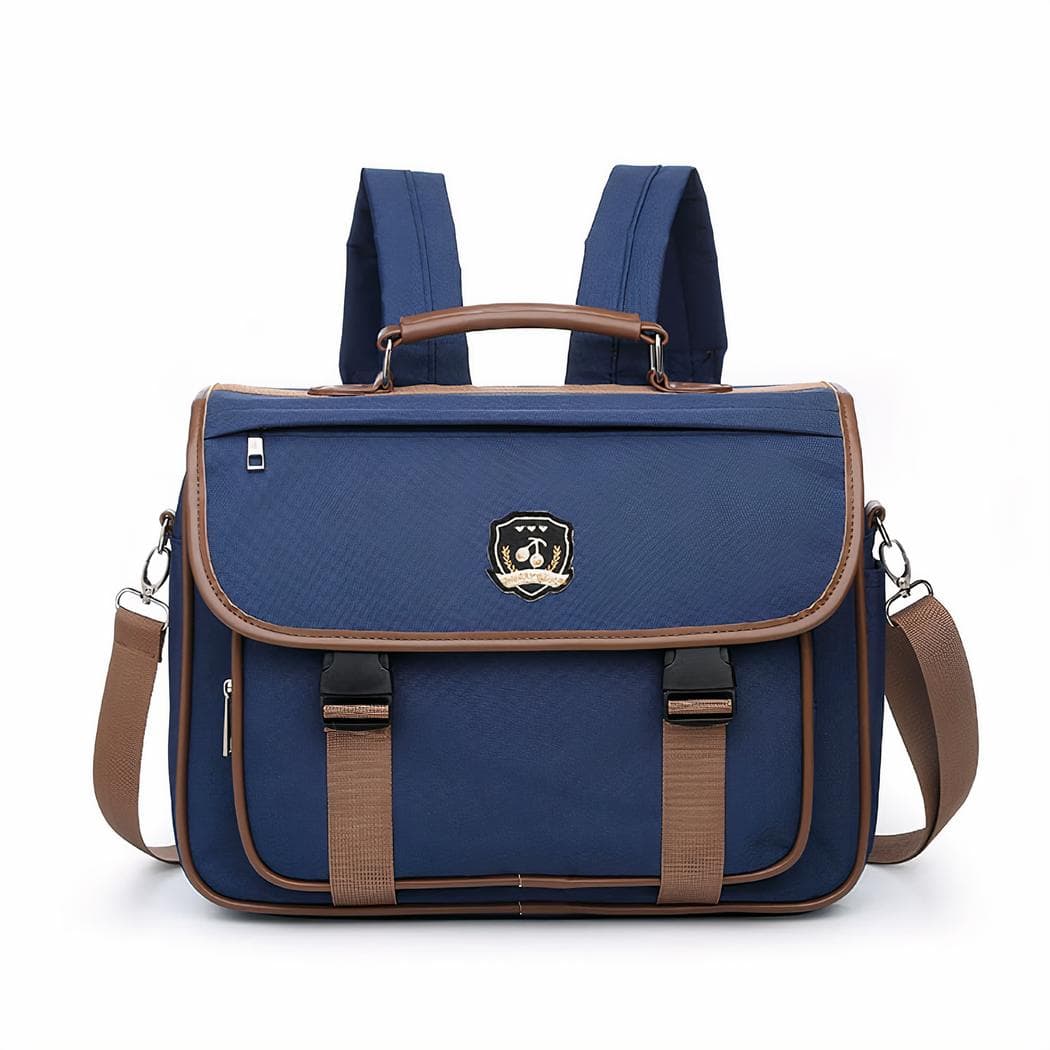 Sac à dos style cartable unisexe classique - bleu-fonce,l