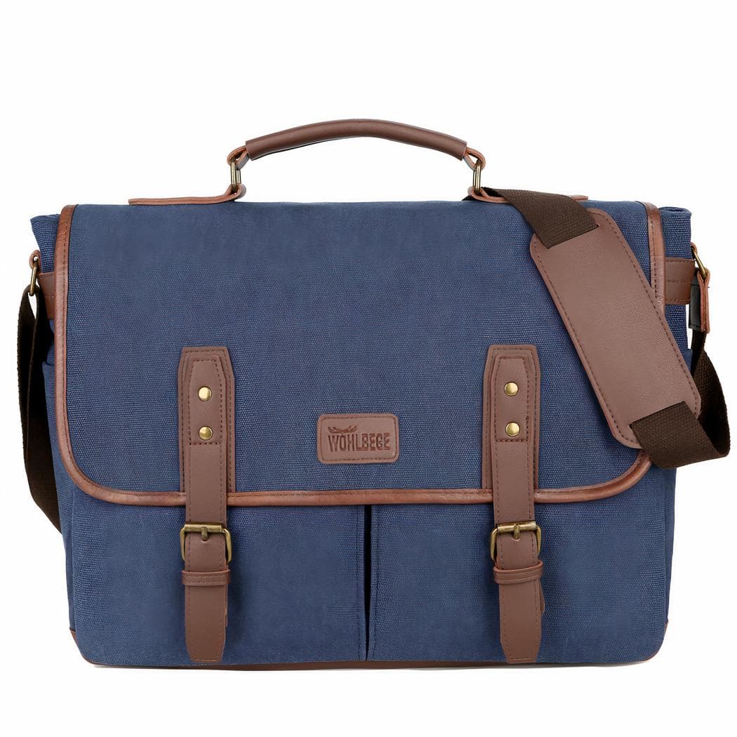 Sac à bandoulière style vintage 14 pouces pour ordinateur - bleu