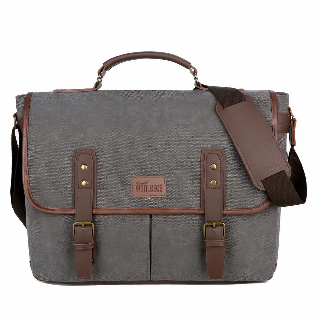 Sac à bandoulière style vintage 14 pouces pour ordinateur - gris