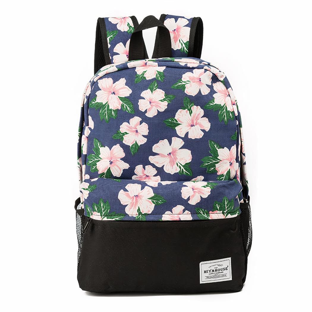 Sac à dos d'école avec joli motif pour filles - bleu
