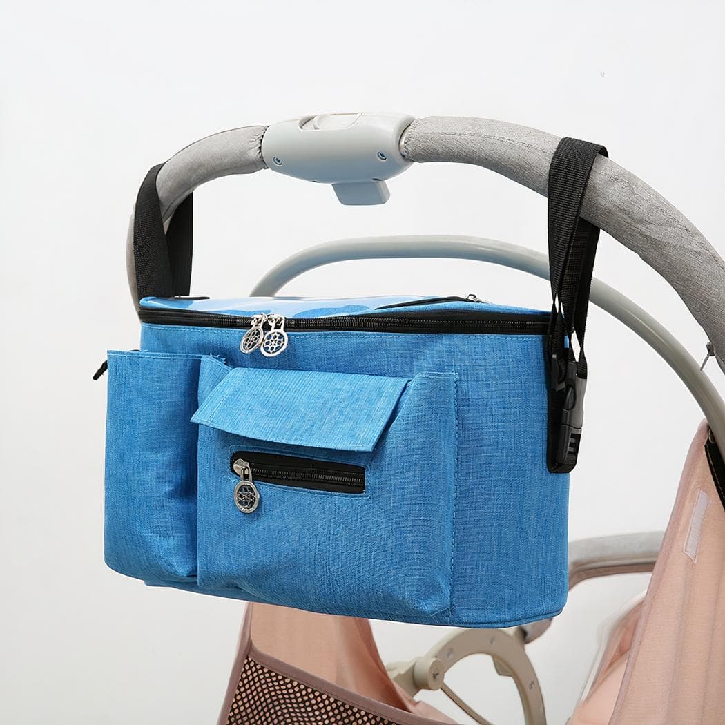 Sac à langer de poussette bébé multipoches - bleu