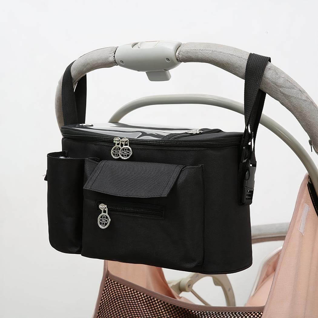 Sac à langer de poussette bébé multipoches - noir