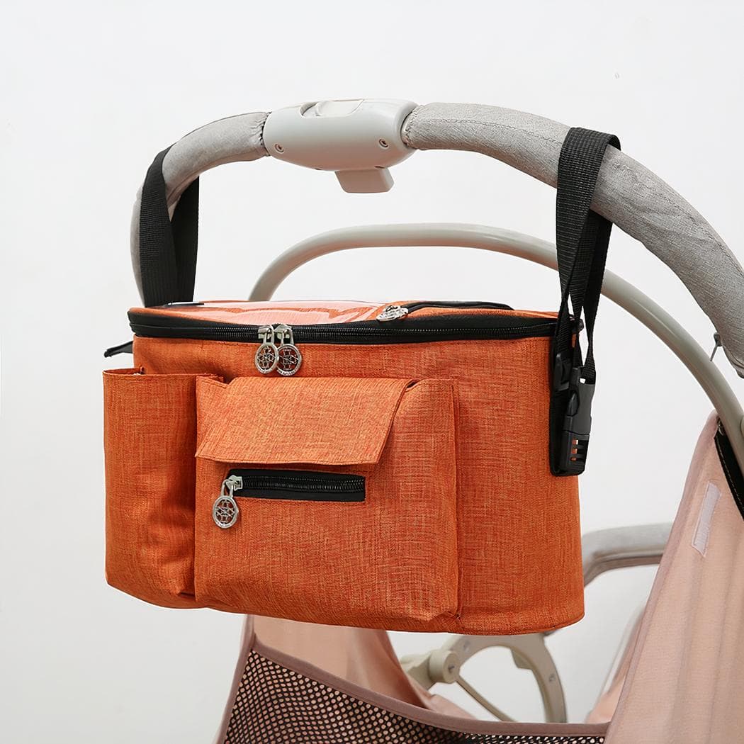 Sac à langer de poussette bébé multipoches - orange
