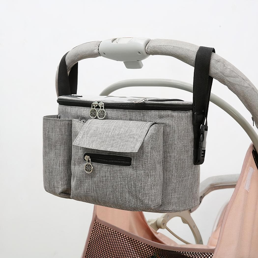 Sac à langer de poussette bébé multipoches - gris
