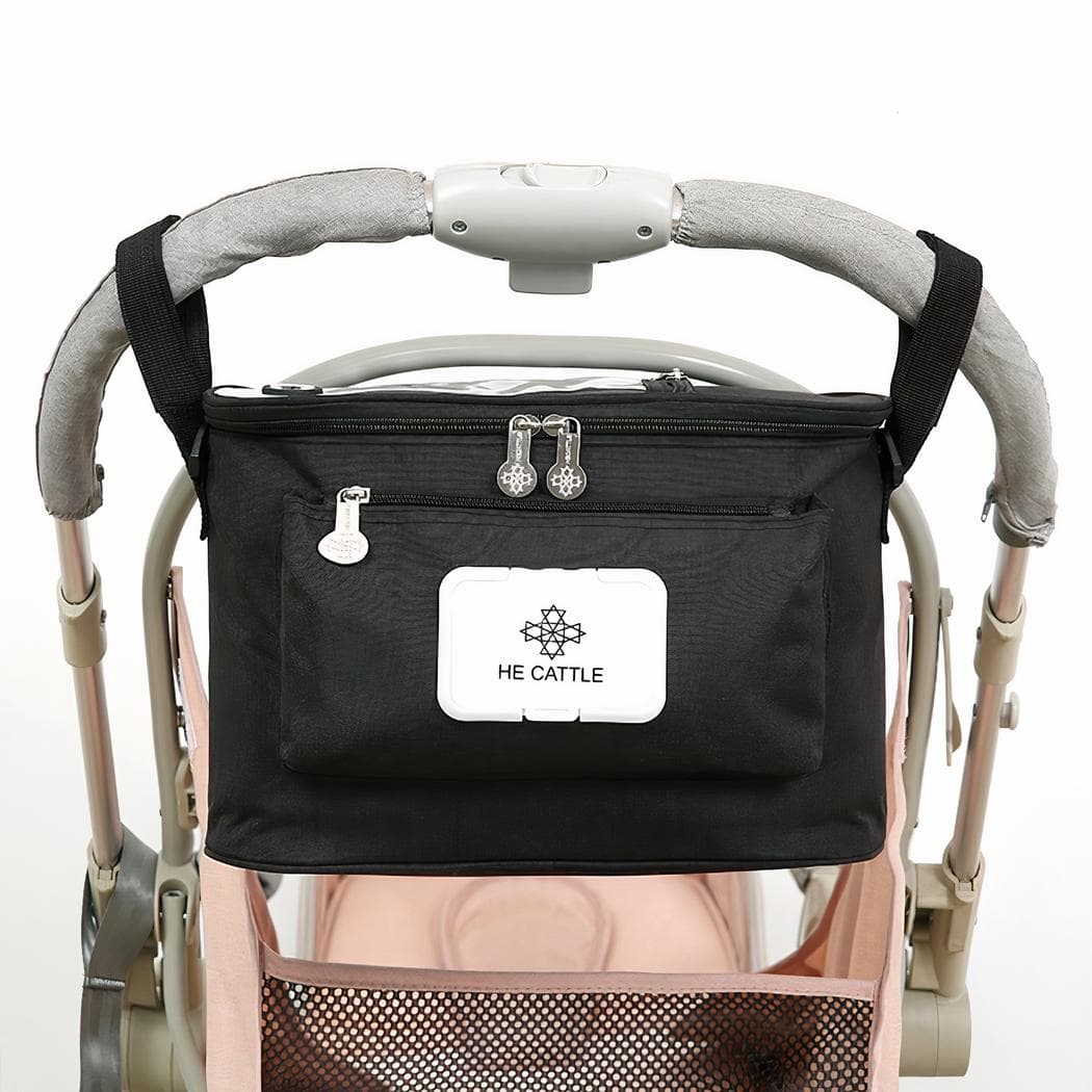 Sac à langer élégant et pratique pour poussette - noir
