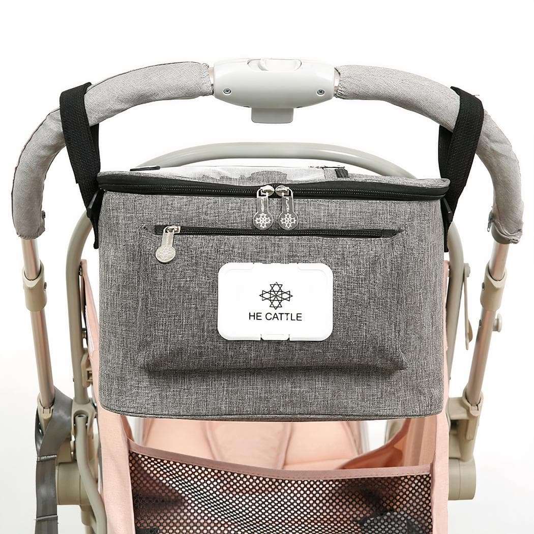 Sac à langer élégant et pratique pour poussette - gris