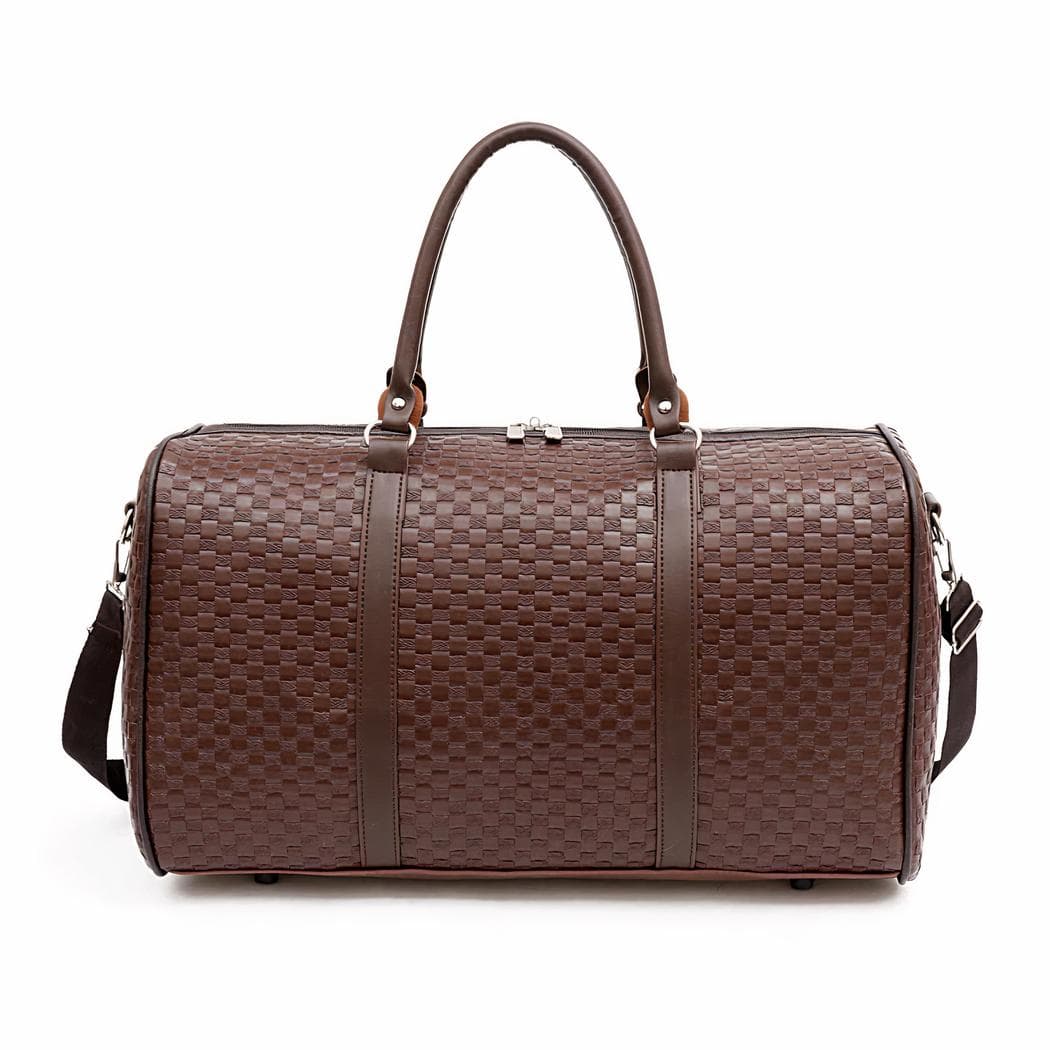 Grand sac de voyage imperméable en imitation cuir - marron,l