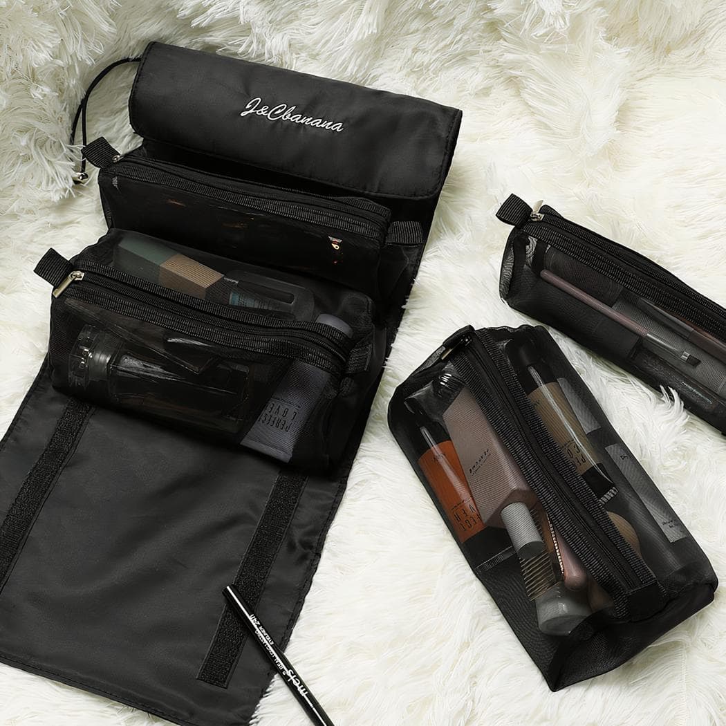 Sac à cosmétiques multipoches pour femmes - noir