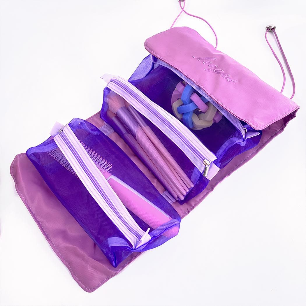 Sac à cosmétiques multipoches pour femmes - violet