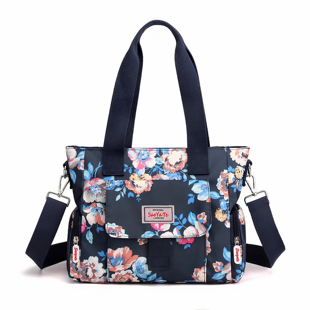 Sac à main à motif floral pour femme - noir