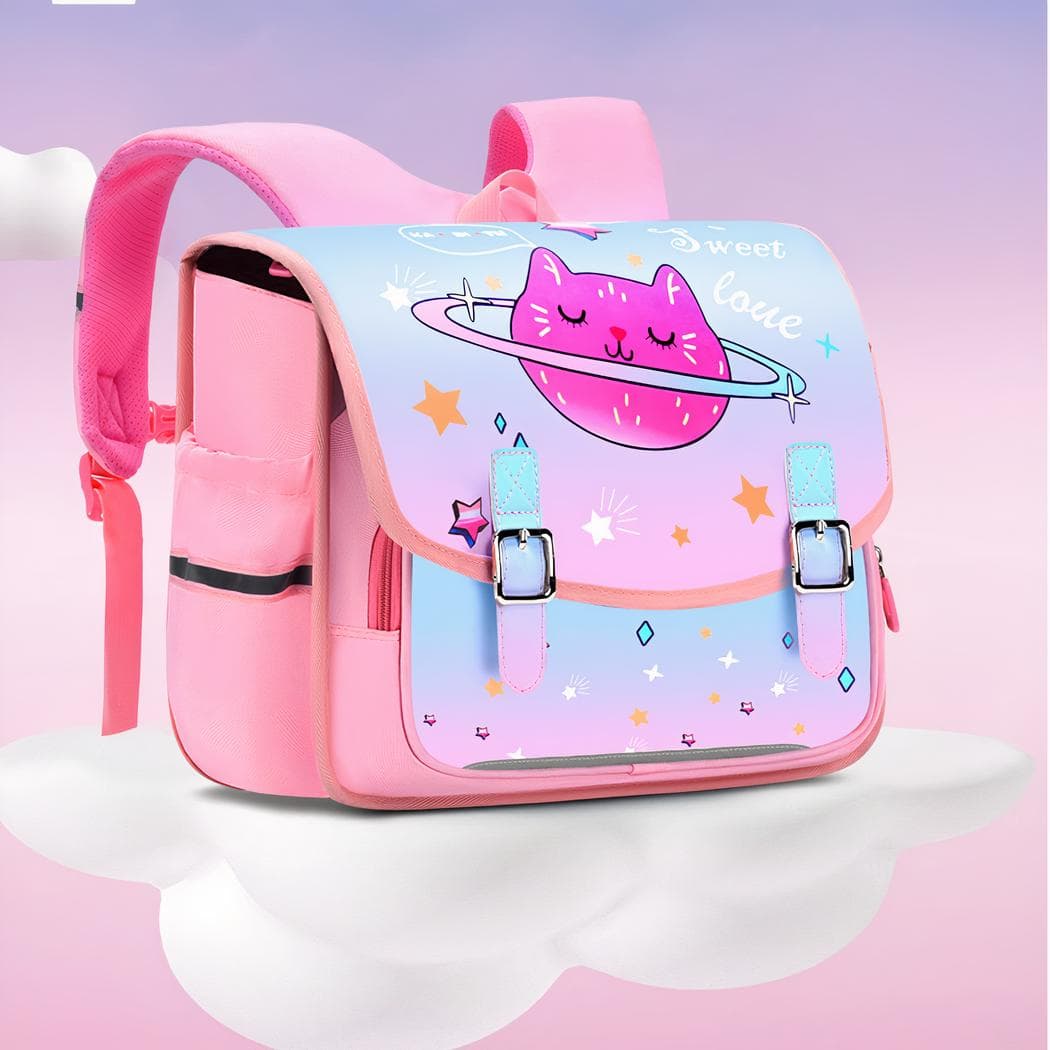 Sac à dos dans le style cartable en similicuir pour enfants - rose