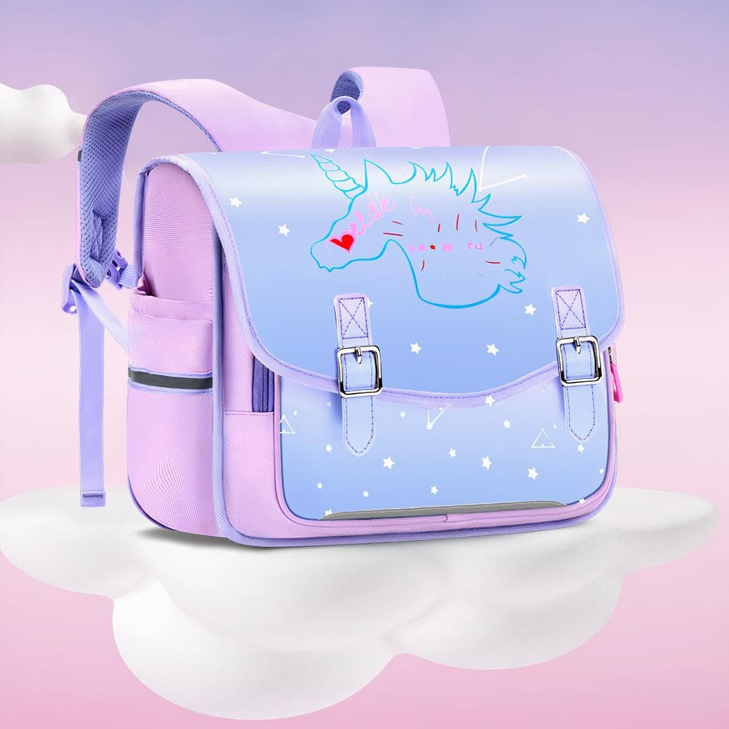 Sac à dos dans le style cartable en similicuir pour enfants - violet
