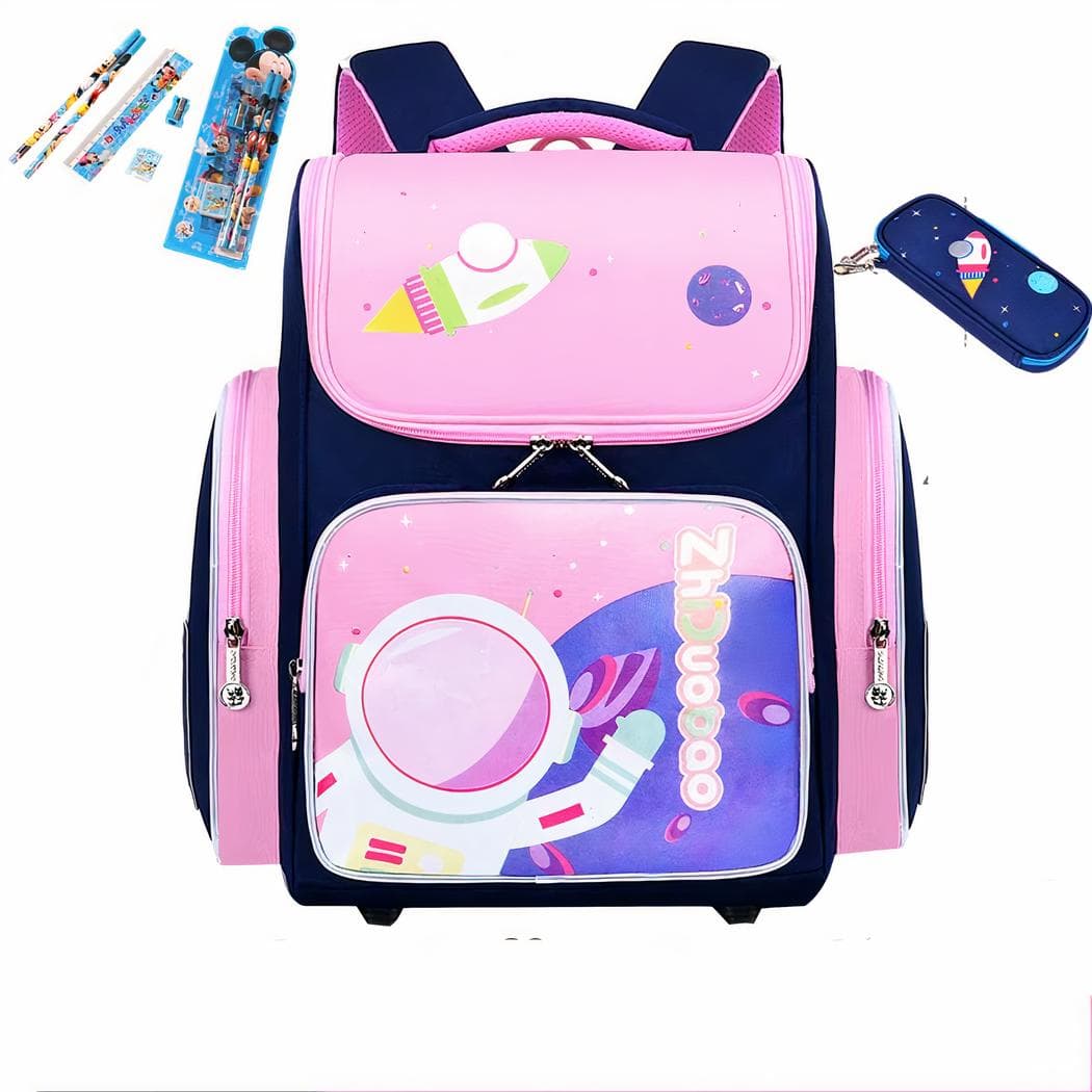 Sac à dos d'école imperméable motif d'astronaute - rose,l