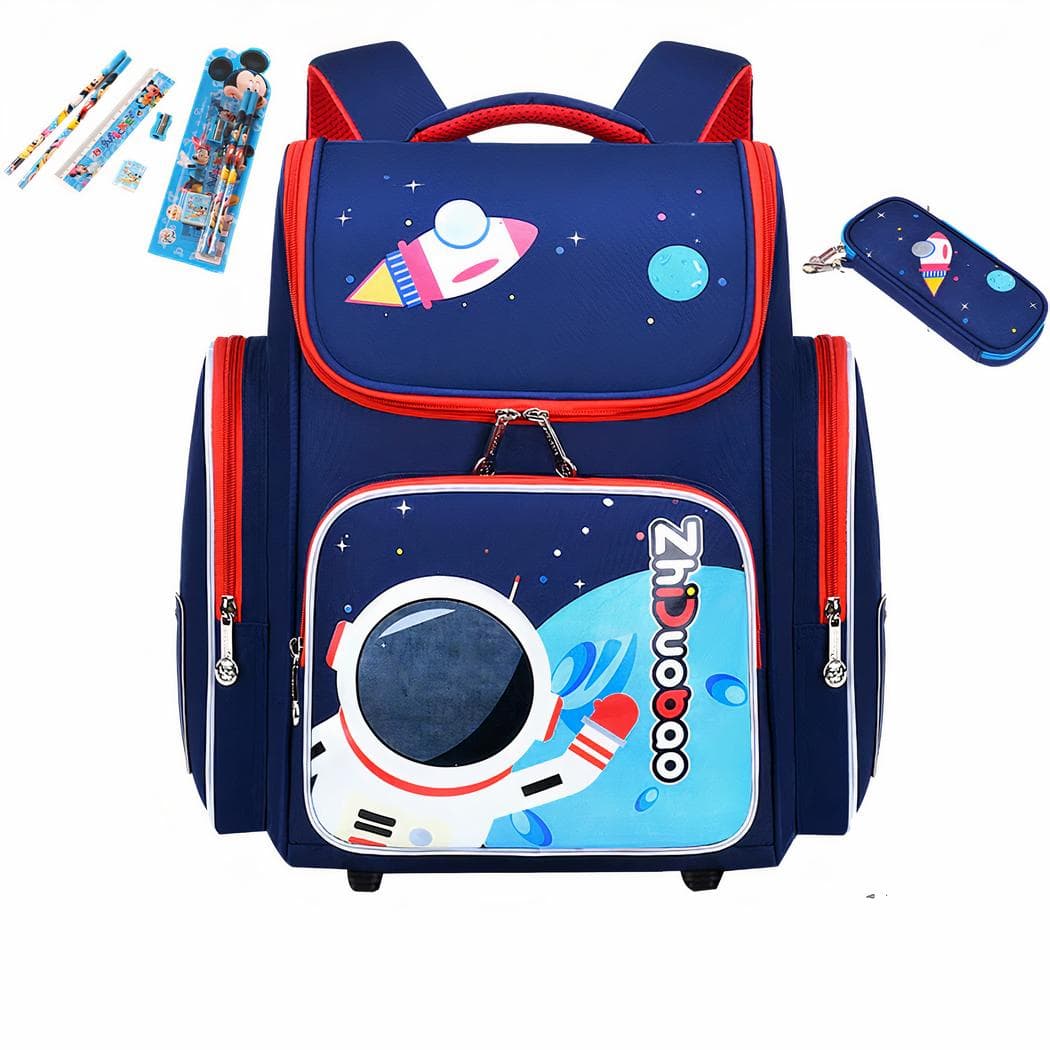 Sac à dos d'école imperméable motif d'astronaute - rouge,l