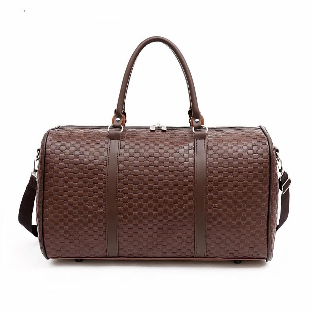 Grand sac de voyage imperméable en imitation cuir - marron,s