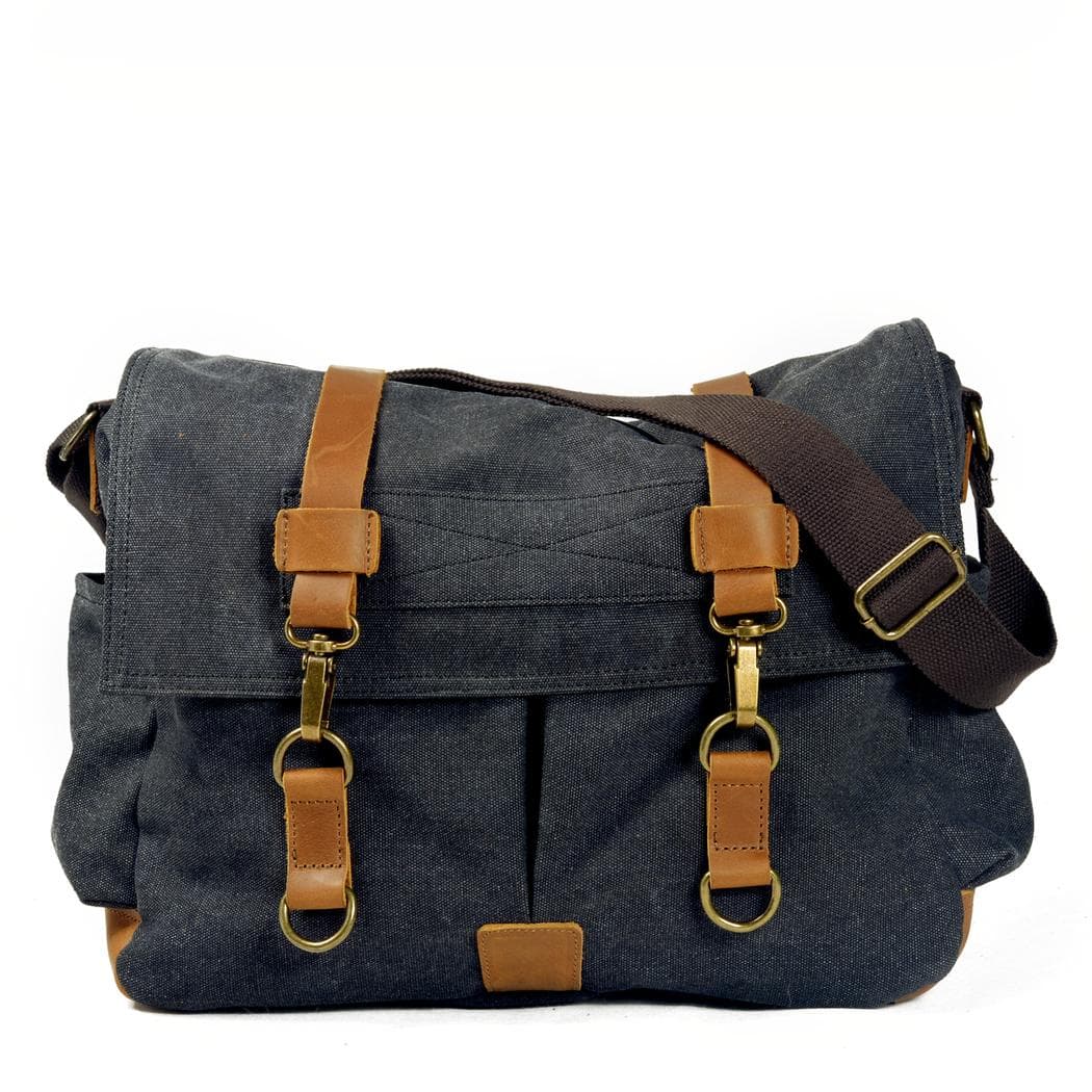 Sac en toile à bandoulière pour hommes - noir