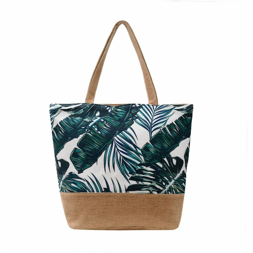 Sac de plage à fleurs porté épaule - gris