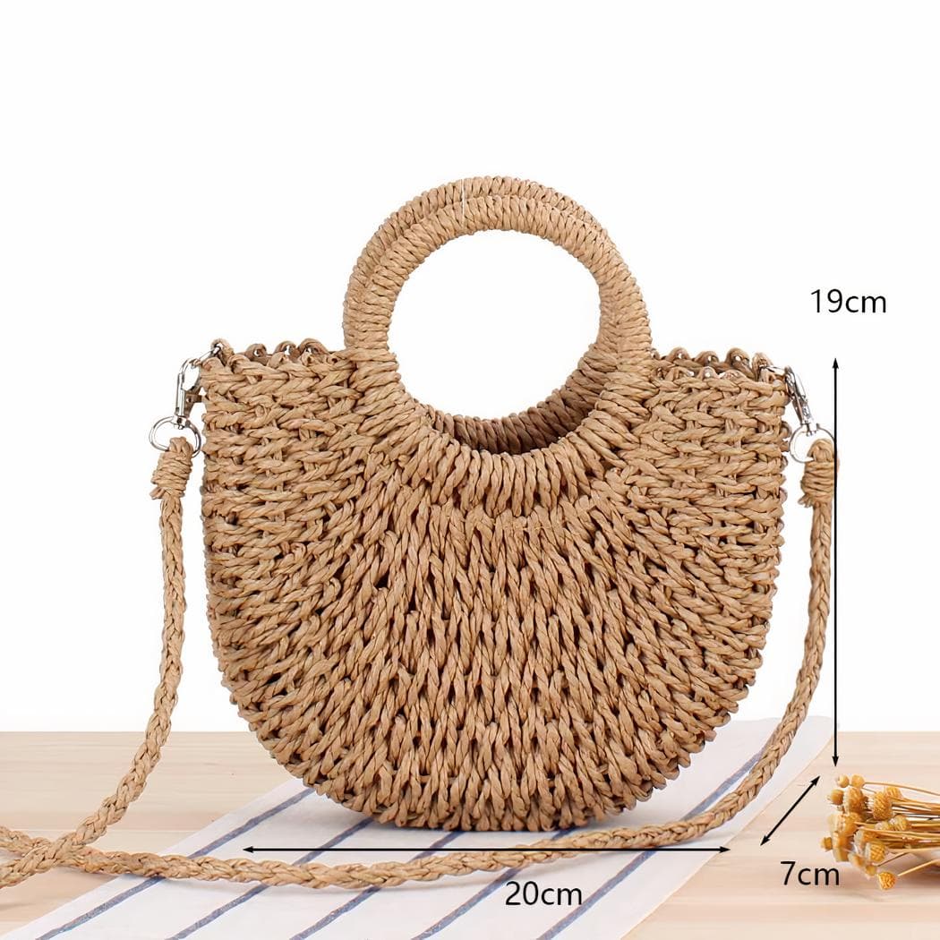 Sac d'été bandoulière en paille pour femme - marron