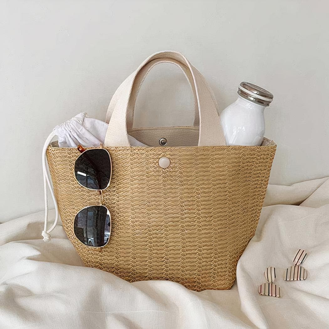 Sac de plage style panier bohème - blanc
