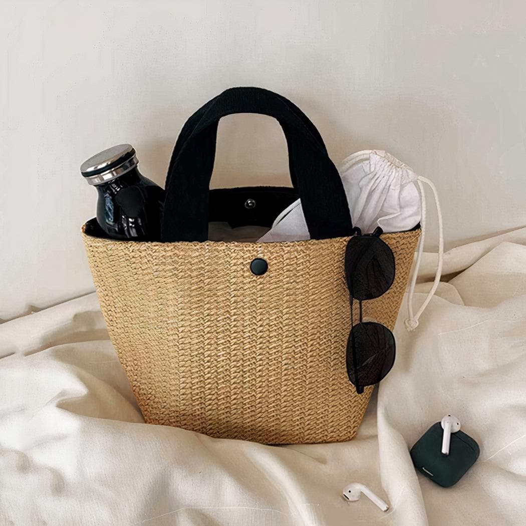 Sac de plage style panier bohème - noir