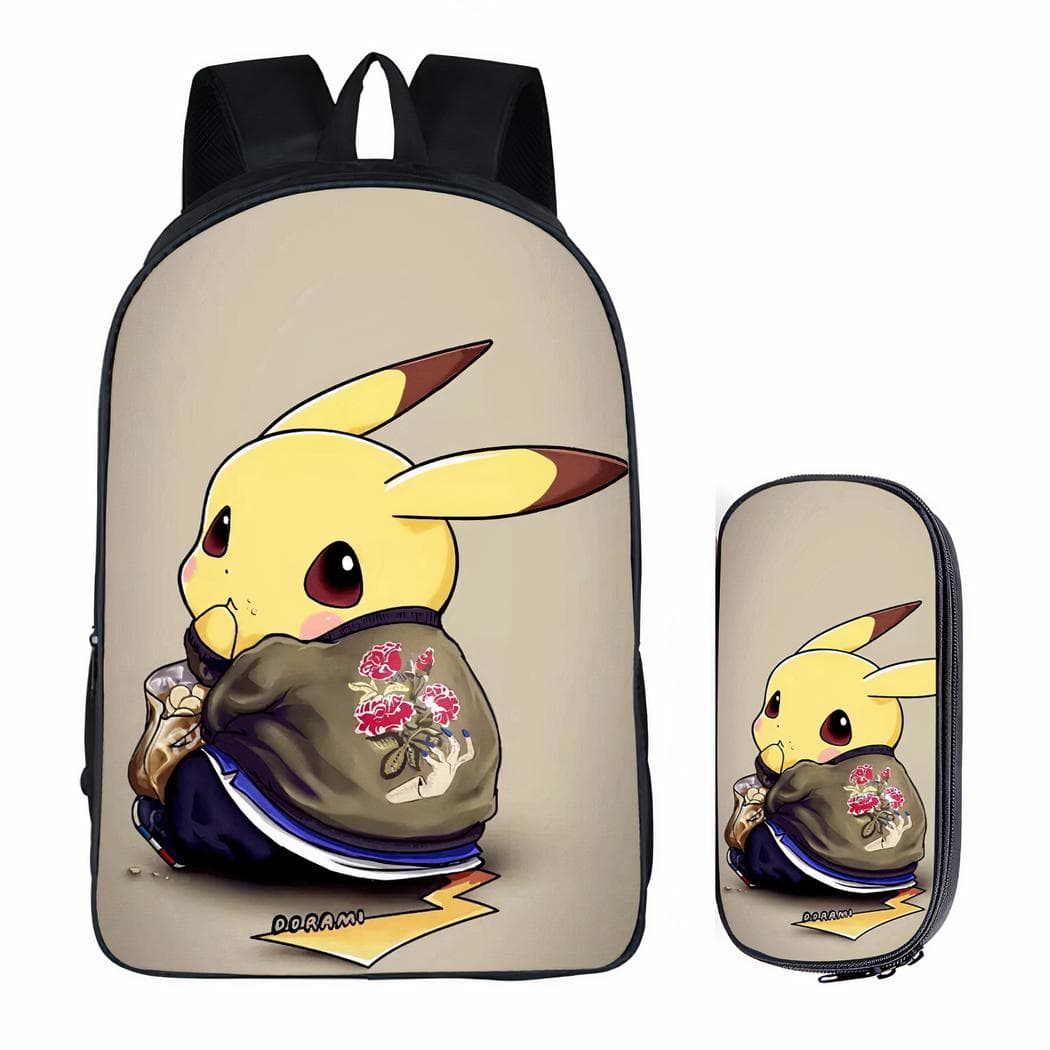 Sac à dos Pokemon Pikachu pour enfants avec trousse assortie - 3