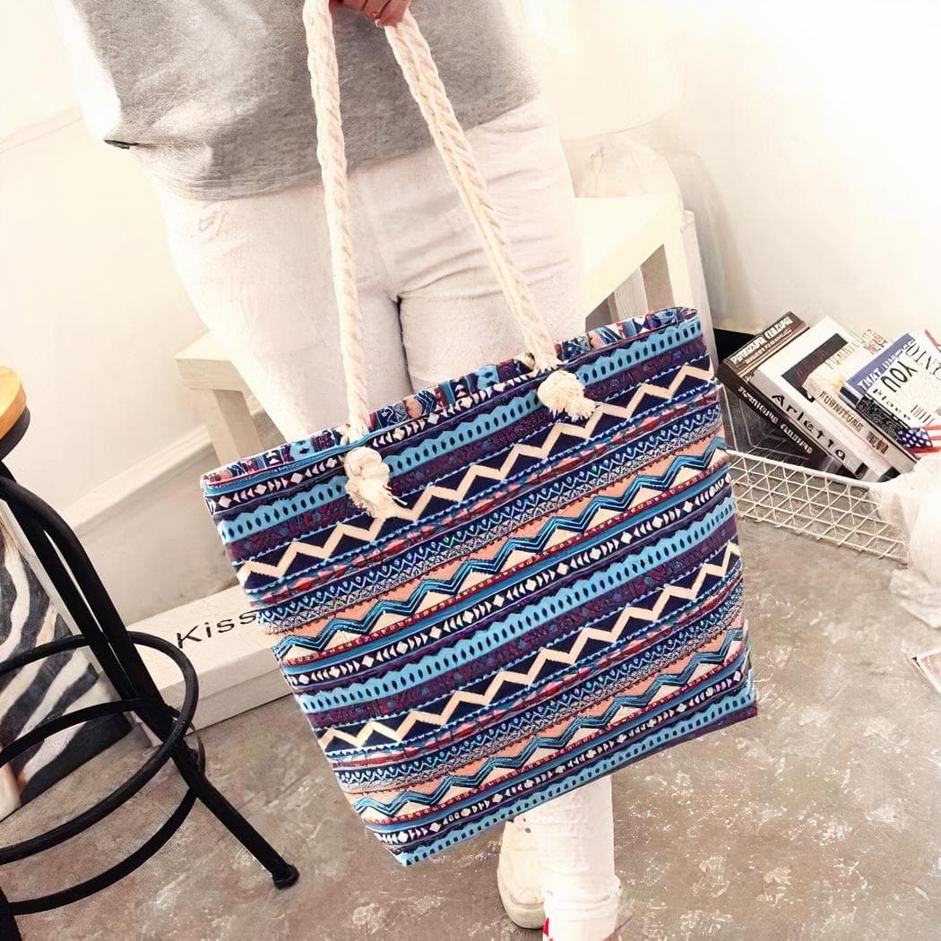 Sac cabas de plage pour femme - bleu
