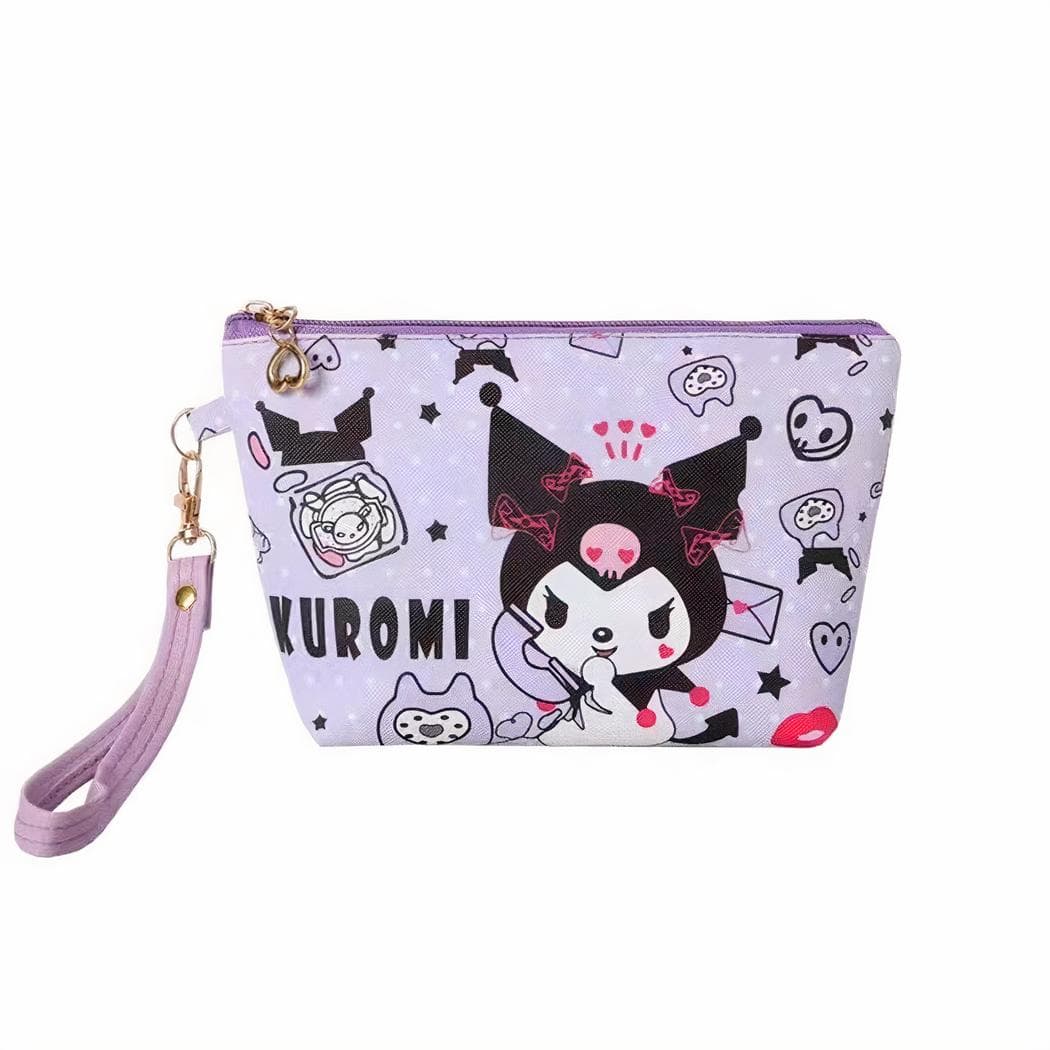 Sac de toilette en PU avec joli motif dessin - gris