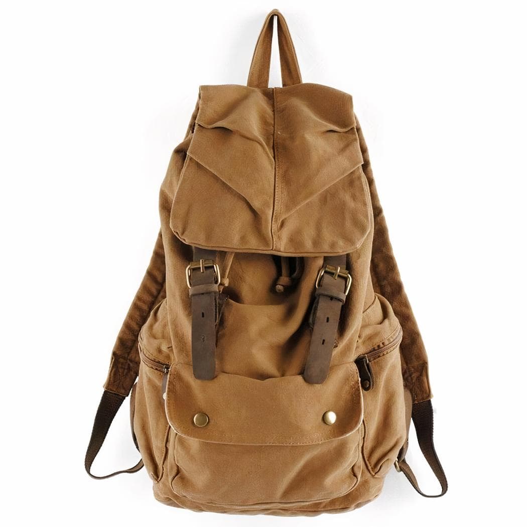 Sac à dos voyage tendance en toile - marron