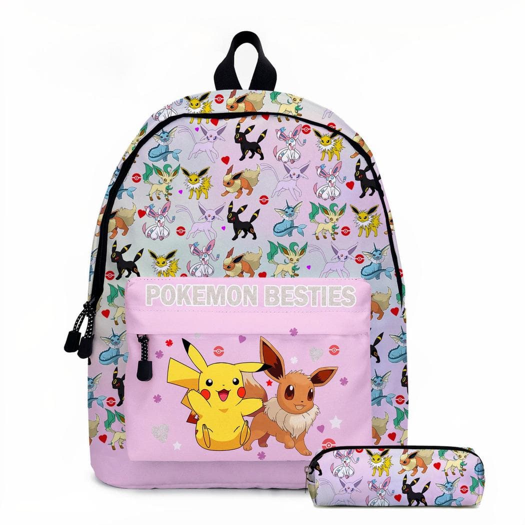 Sac à dos Pokémon Go pour enfant avec trousse assortie - rose