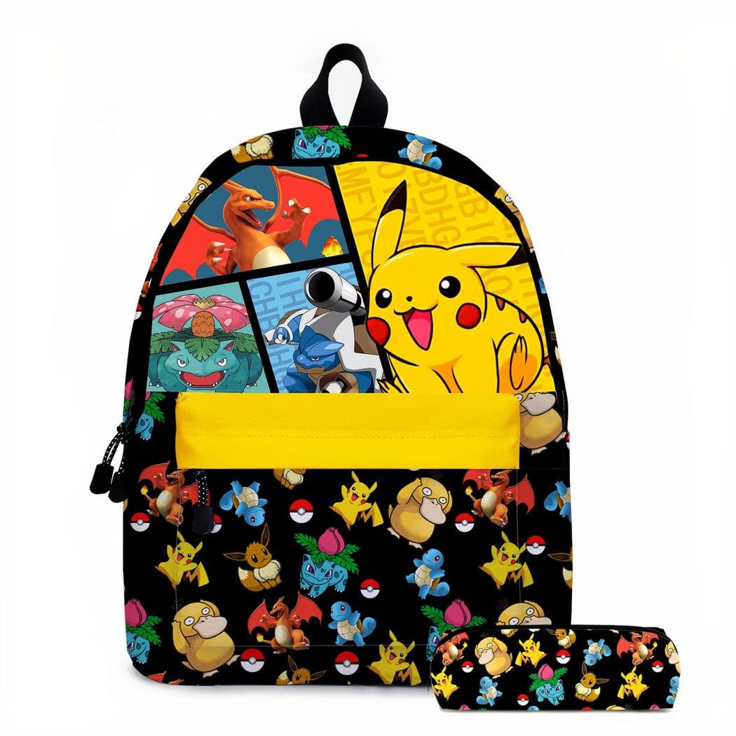 Sac à dos Pokémon Go pour enfant avec trousse assortie - noir