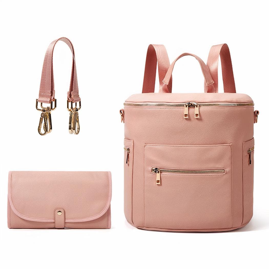 Sac à langer pour poussette en similicuir - rose