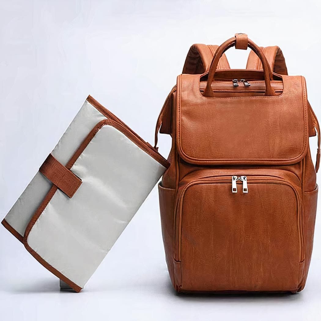 Sac à langer de maternité en similicuir - marron