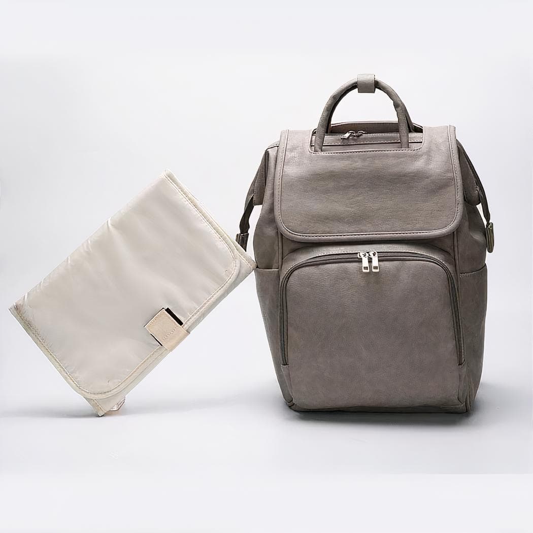 Sac à langer de maternité en similicuir - gris