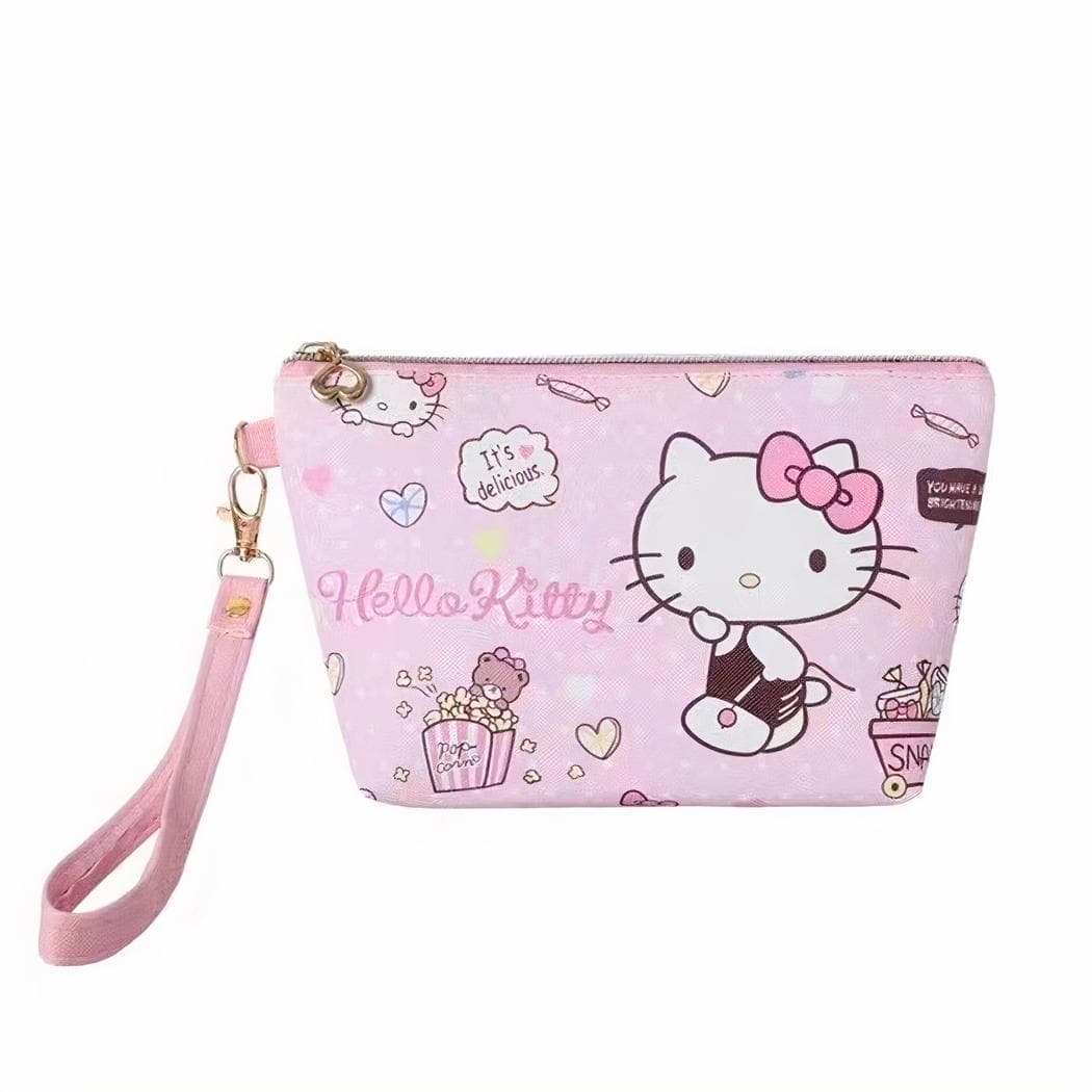 Sac de toilette en PU avec joli motif dessin - rose-fonce