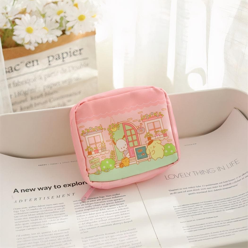 Sac de rangement serviettes hygiéniques pour femme - rose