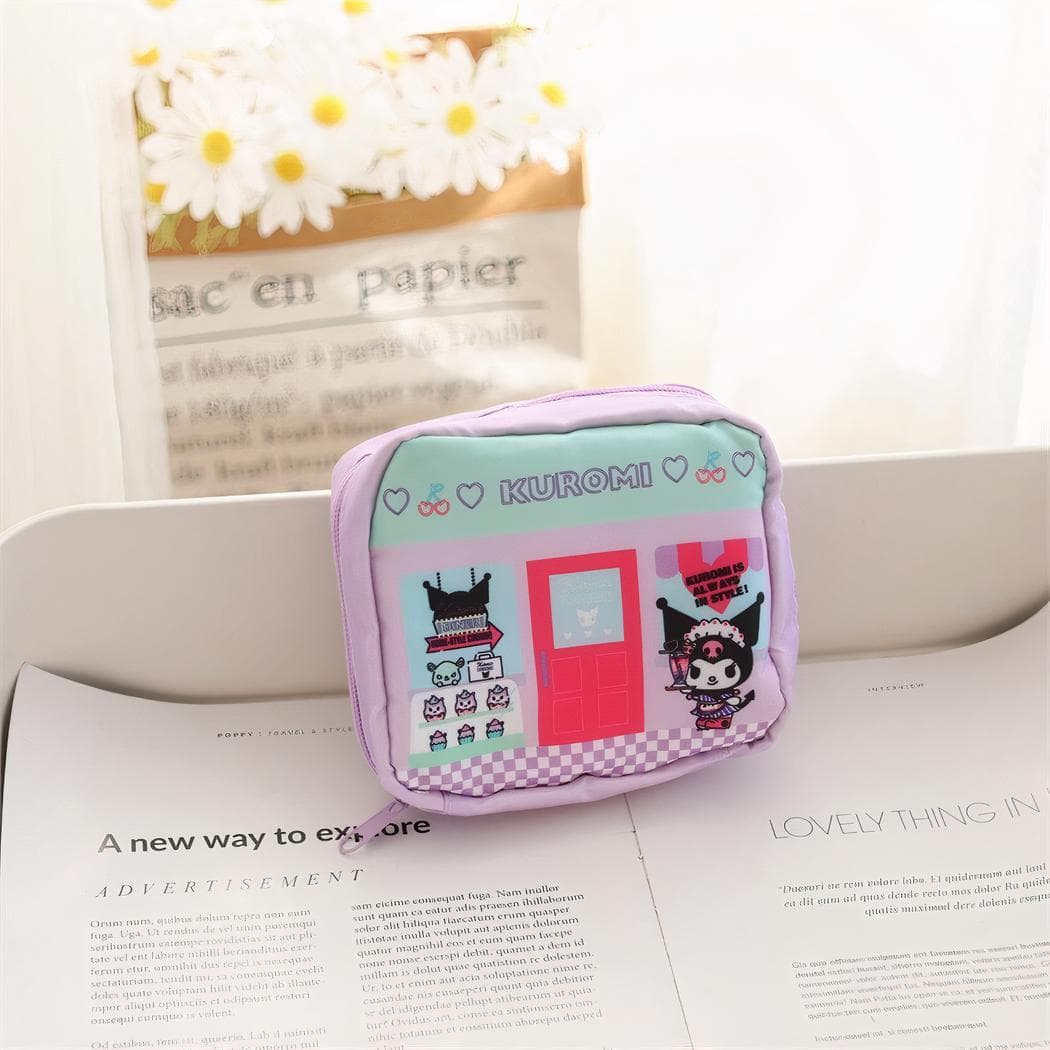 Sac de rangement serviettes hygiéniques pour femme - violet