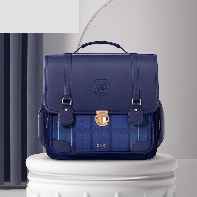 Sac à dos d'école carreaux pour enfants - bleu