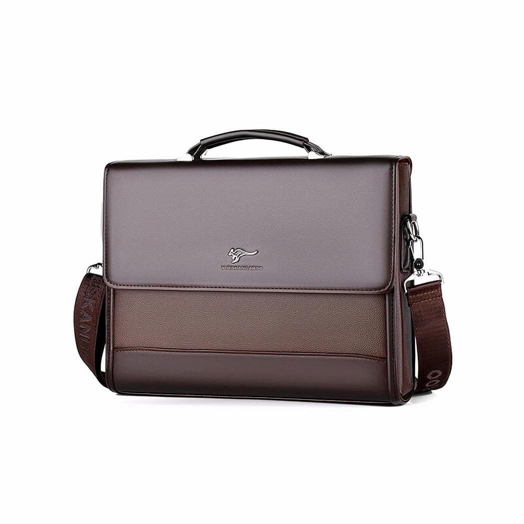 Sac cartable élégant en cuir végan pour homme - marron