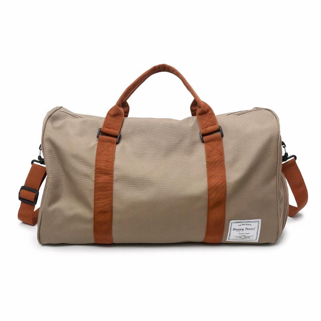 Sac de voyage grande capacité avec bandoulière marron - beige