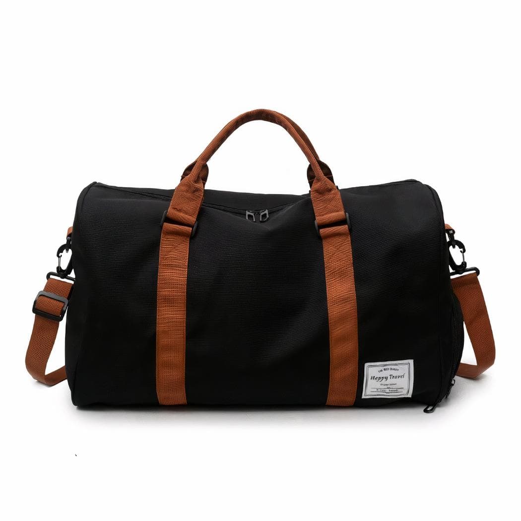 Sac de voyage grande capacité avec bandoulière marron - noir