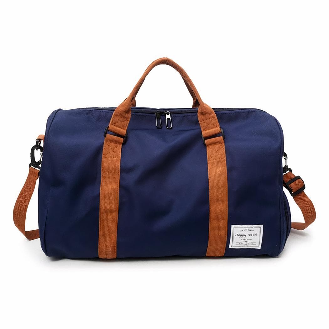 Sac de voyage grande capacité avec bandoulière marron - bleu