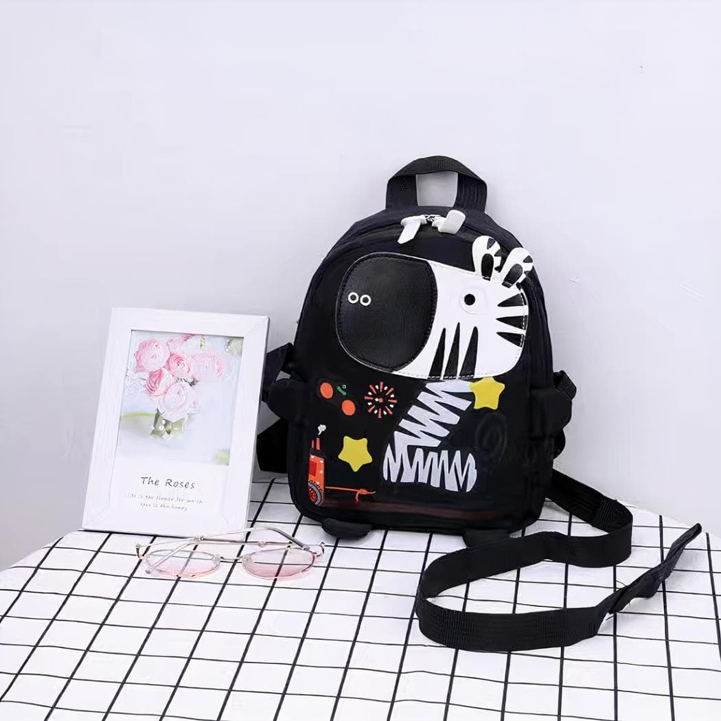 Sac à dos maternelle coloré illustré d'un zèbre - noir