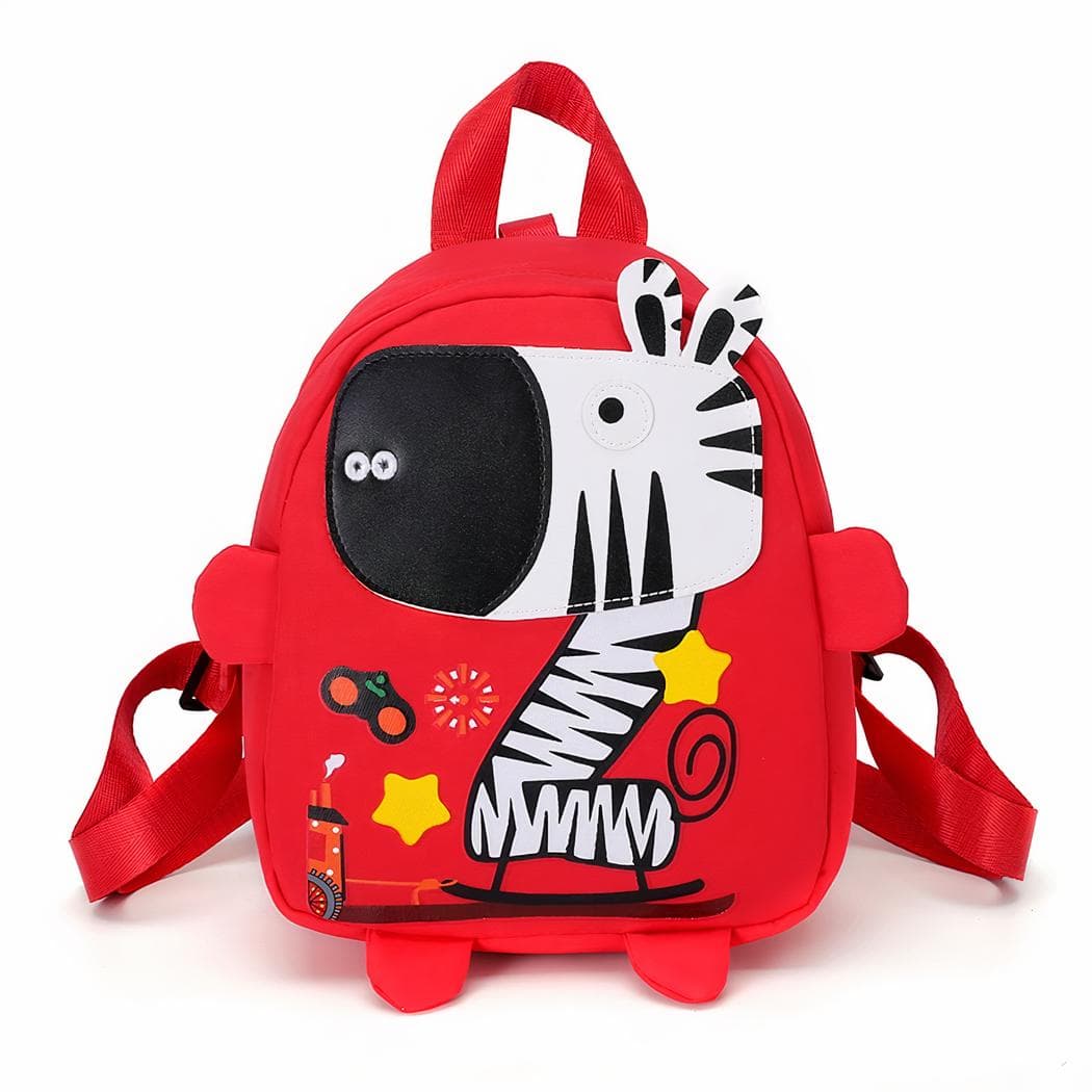 Sac à dos maternelle coloré illustré d'un zèbre - rouge