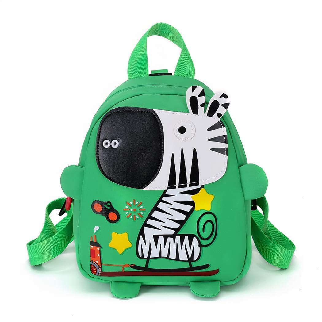 Sac à dos maternelle coloré illustré d'un zèbre - vert