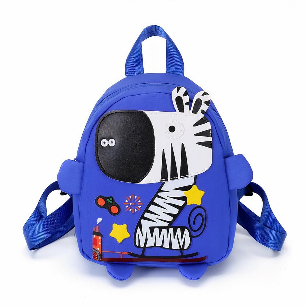 Sac à dos maternelle coloré illustré d'un zèbre - bleu