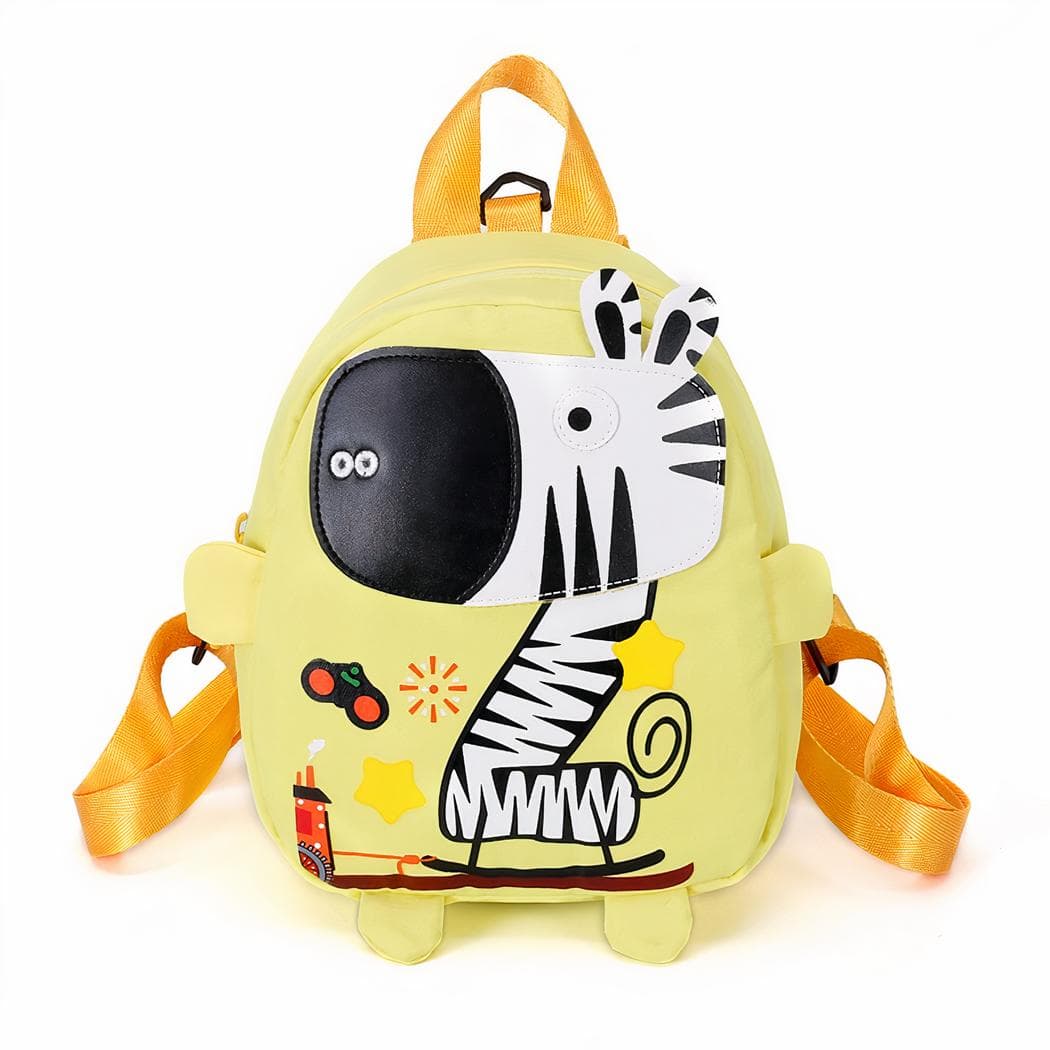 Sac à dos maternelle coloré illustré d'un zèbre - jaune