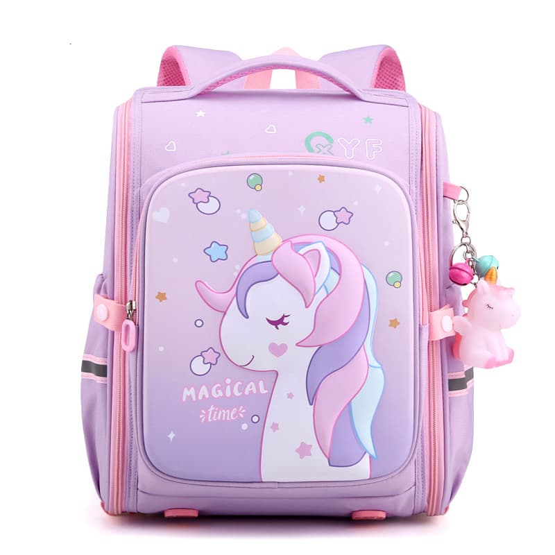 Cartable licorne rose imperméable pour fille - violet