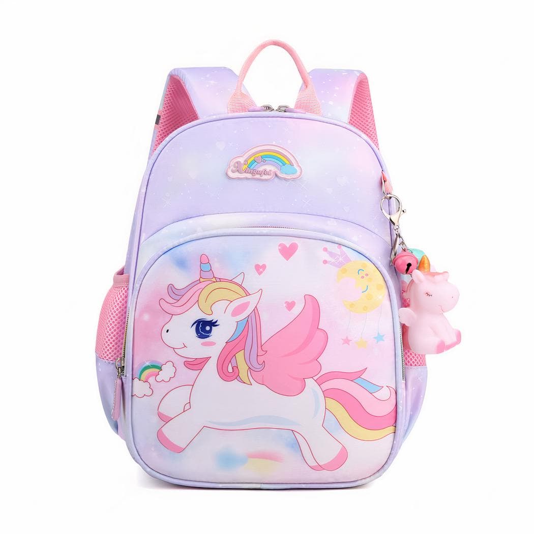 Cartable licorne volante rose pour fille - violet