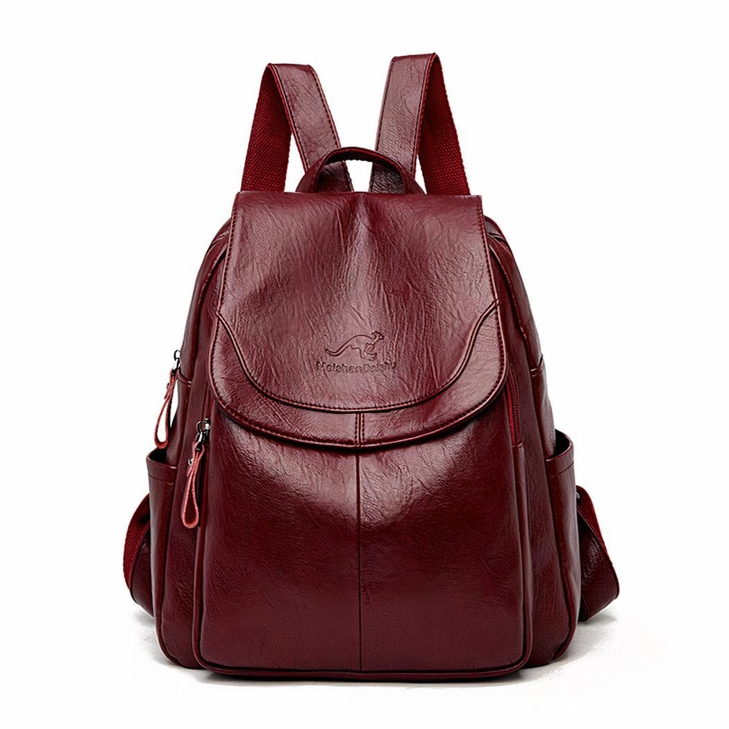 Sac à dos femme élégant en cuir végan - rouge