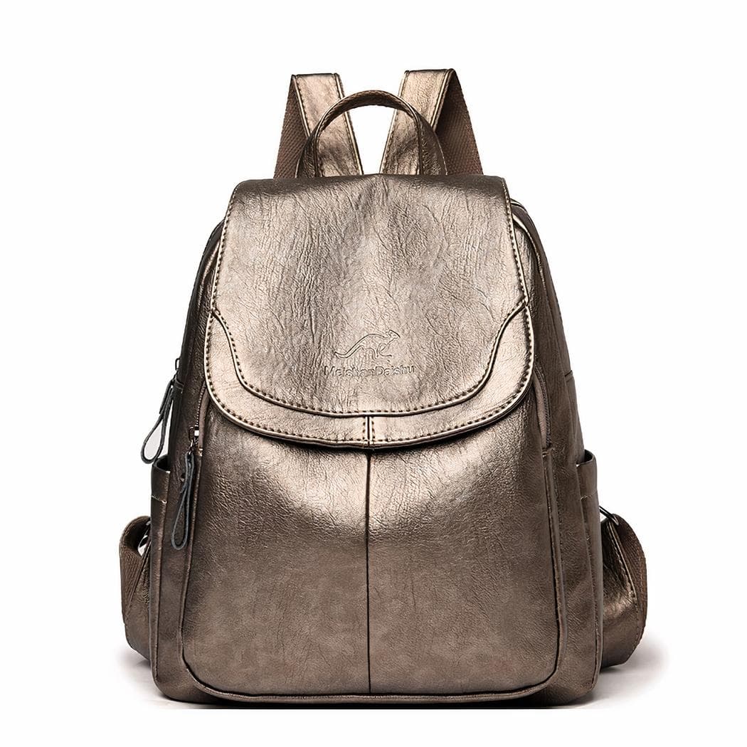 Sac à dos femme élégant en cuir végan - dore